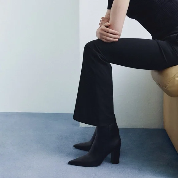 Mango Pointed Heel Black Ankle Booties - Picture 5 of 5